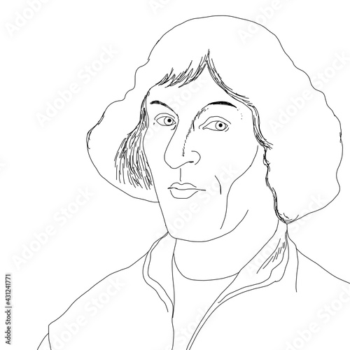 Illustration of the portrait of the Polish astronomer Nicolaus Copernicus