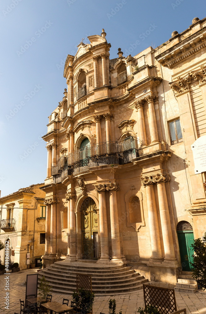 Architectural Sights of Saint John Evangelist Church (Chiesa San Giovanni Evangelista) in Scicli, Province of Ragusa, Sicily - Italy.