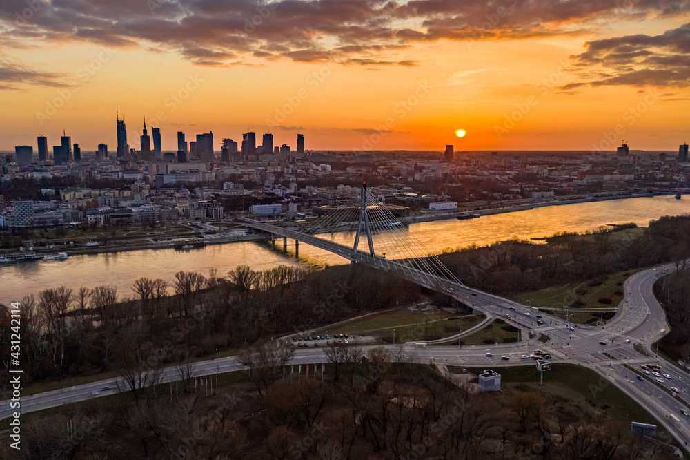 Warsaw during a beautiful sunset