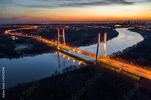 Siekierkowski Bridge just after sunset