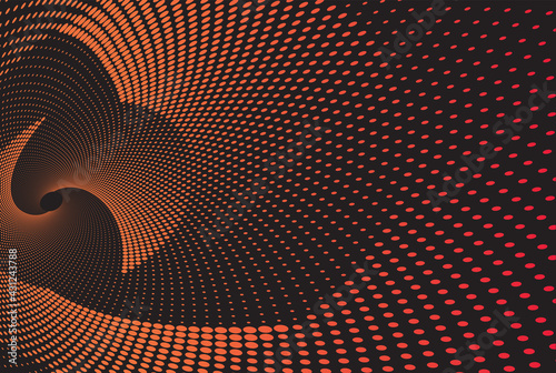 Tunnel or wormhole. Digital wireframe tunnel. 3D tunnel grid