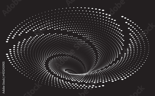 Tunnel or wormhole. Digital wireframe tunnel. 3D tunnel grid