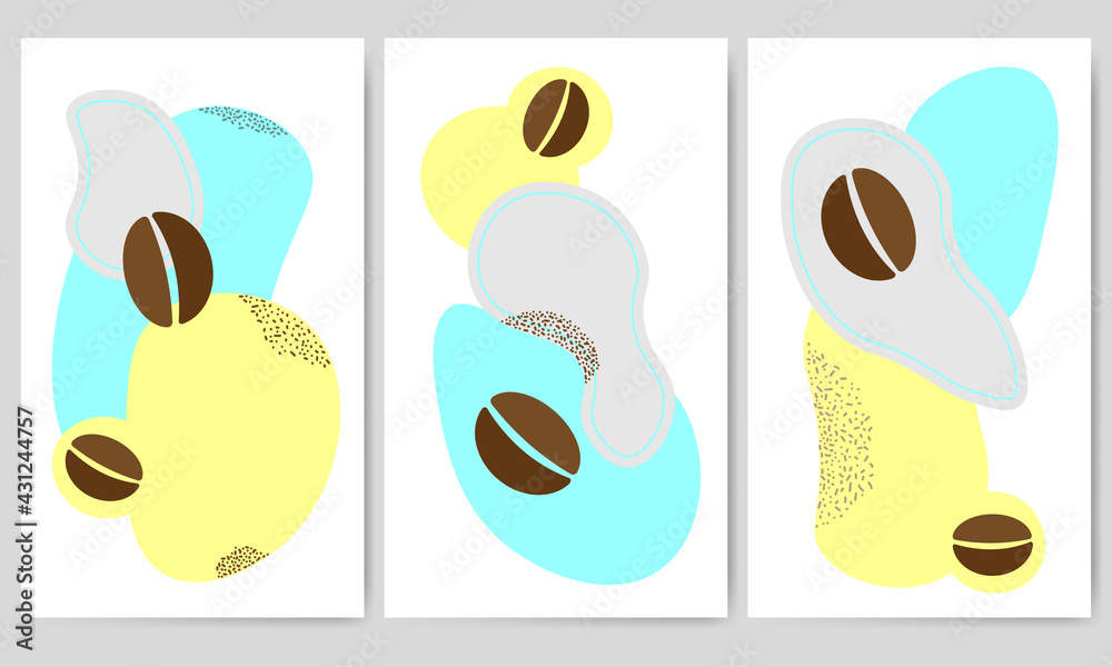 Print coffee beans on abstract shapes
