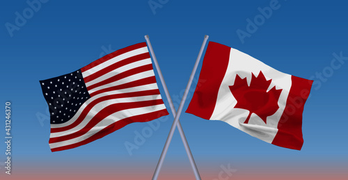 カナダとアメリカの旗