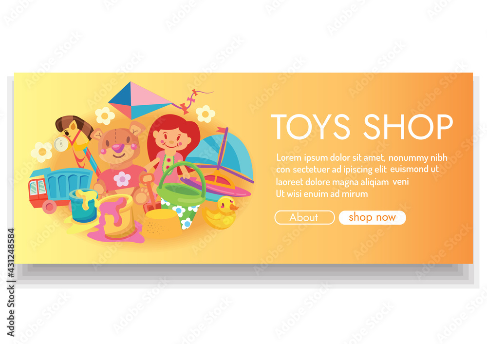 Obraz premium toys shop banner design for online shoping