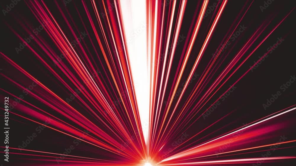 VJ Red Light Beams. Glowing and flickering laser rays from bottom to top. Looped video.
