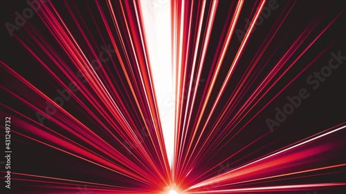 VJ Red Light Beams. Glowing and flickering laser rays from bottom to top. Looped video.