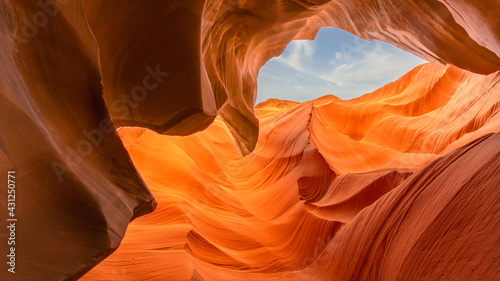 A low angle shot of the gorgeous Antelope Canyon, located in Arizona USA