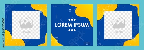 Set of editable modern square background template, modern social media post feed.