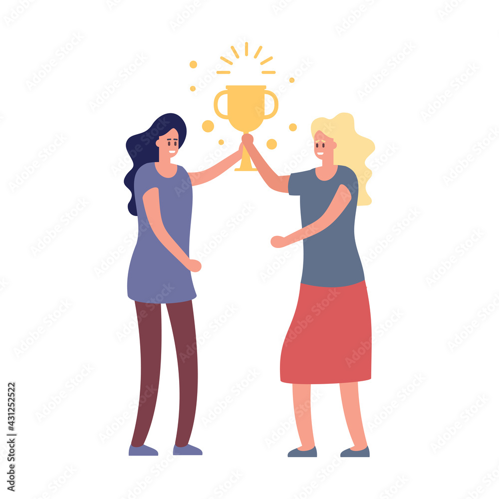 Women with trophy. Female success, business successful winner. Women with trophy. Female success, business successful winner.