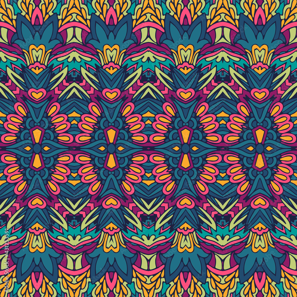 Vector seamless pattern ethnic tribal colorful print