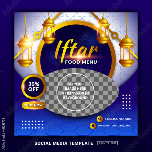Flyer or social media post themed iftar food menu template
