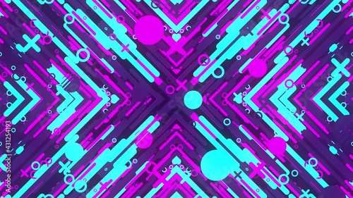 Colorful Blue Purple Geometric Abstract Background. Multicolored moving abstract figures. Looped video. photo