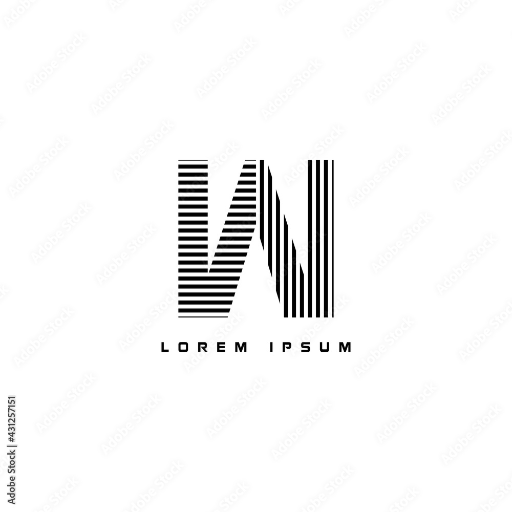 alphabet logo template with stripes lines black and white