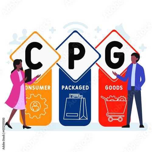 Flat design with people. CPG - Consumer Packaged Goods acronym. business concept background. Vector illustration for website banner, marketing materials, business presentation, online advertising