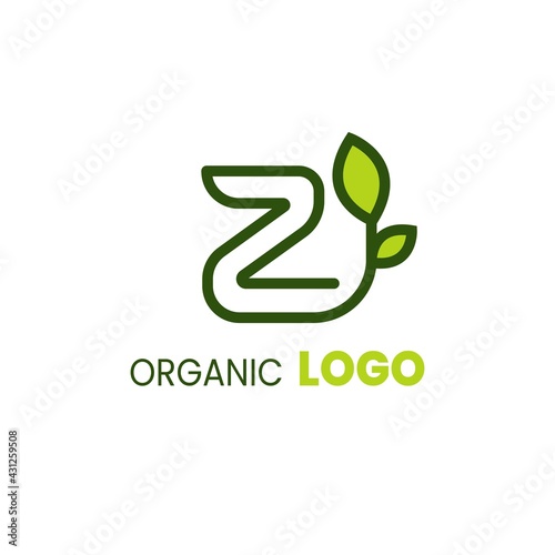 alphabet capital logo. Creative design concept green color with organic plant