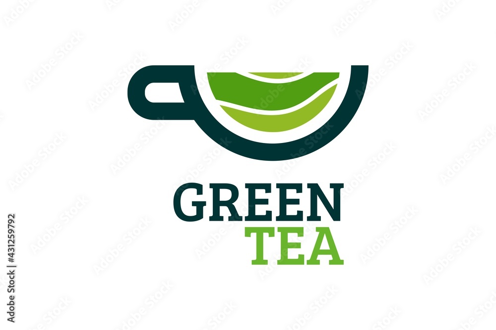 Green tea cup herbal drink logo concept design illustration Green tea cup herbal drink logo concept design illustration