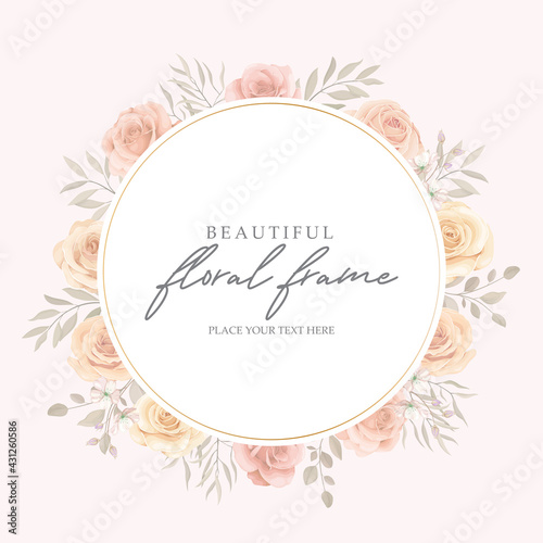 Elegant floral frame with blooming roses design © CLton
