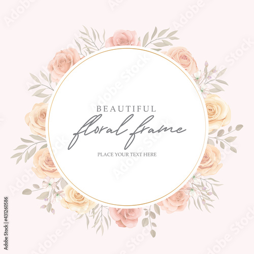 Elegant floral frame with blooming roses design