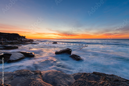 Dawn view on the Maroubra coastline  Sydney  Australia.