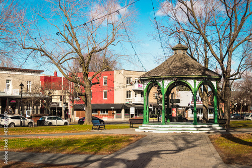 Longueuil, Quebec, Canada - November 2018 - Kiosk in a Park of  Vieux-Longueuil
