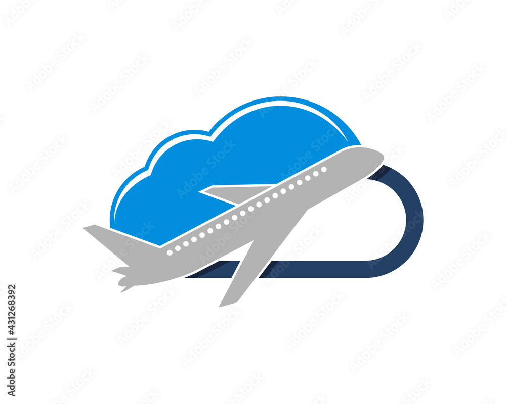 Fototapeta premium Flight airplane in the cloud logo