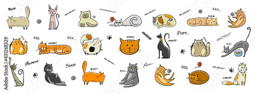 World Cats Day. Collection of cats character for your design