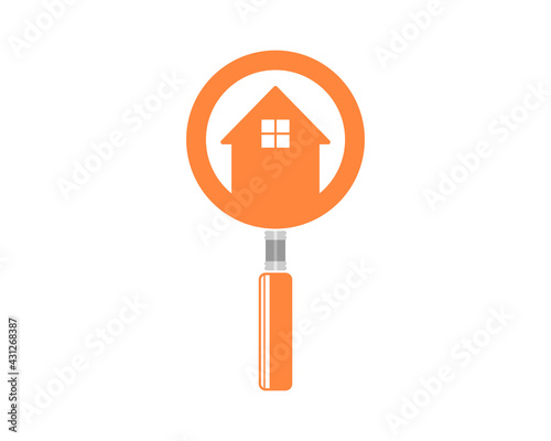 Magnifying glasses with house inside