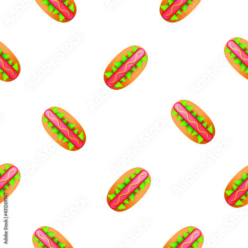 Seamless Pattern Abstract Elements Hot Dog Fast Food Vector Design Style Background Illustration