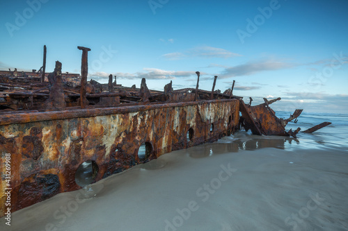 View of the aft section of the ship wreck SS Maheno