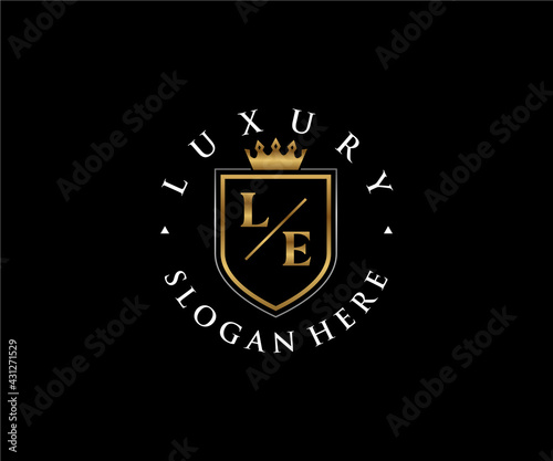 Photography Initial LE Letter Royal Luxury Logo template in vector art for Restaurant, Royalty, Boutique, Cafe, Hotel, Heraldic, Jewelry, Fashion and other vector illustration