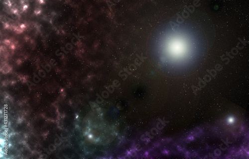 Fototapeta Naklejka Na Ścianę i Meble -  Colorful graphic background with universe, stars, planets