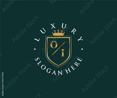 Initial OI Letter Royal Luxury Logo template in vector art for Restaurant, Royalty, Boutique, Cafe, Hotel, Heraldic, Jewelry, Fashion and other vector illustration.