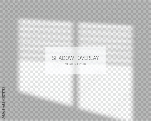 Shadow overlay effect. Natural shadows from window isolated on transparent background. Vector illustration. 
