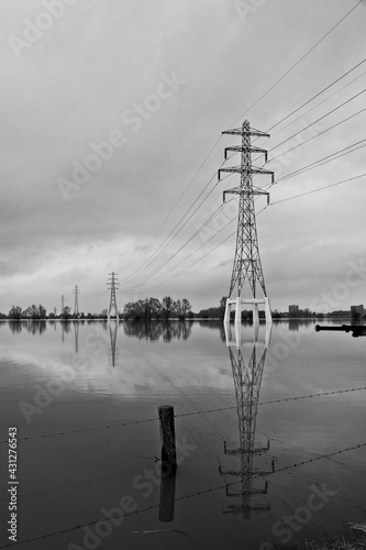 Opheusden Netherlands - 5 February 2021 - Flood plains of Rhine near Opheusden in the Netherlands photo