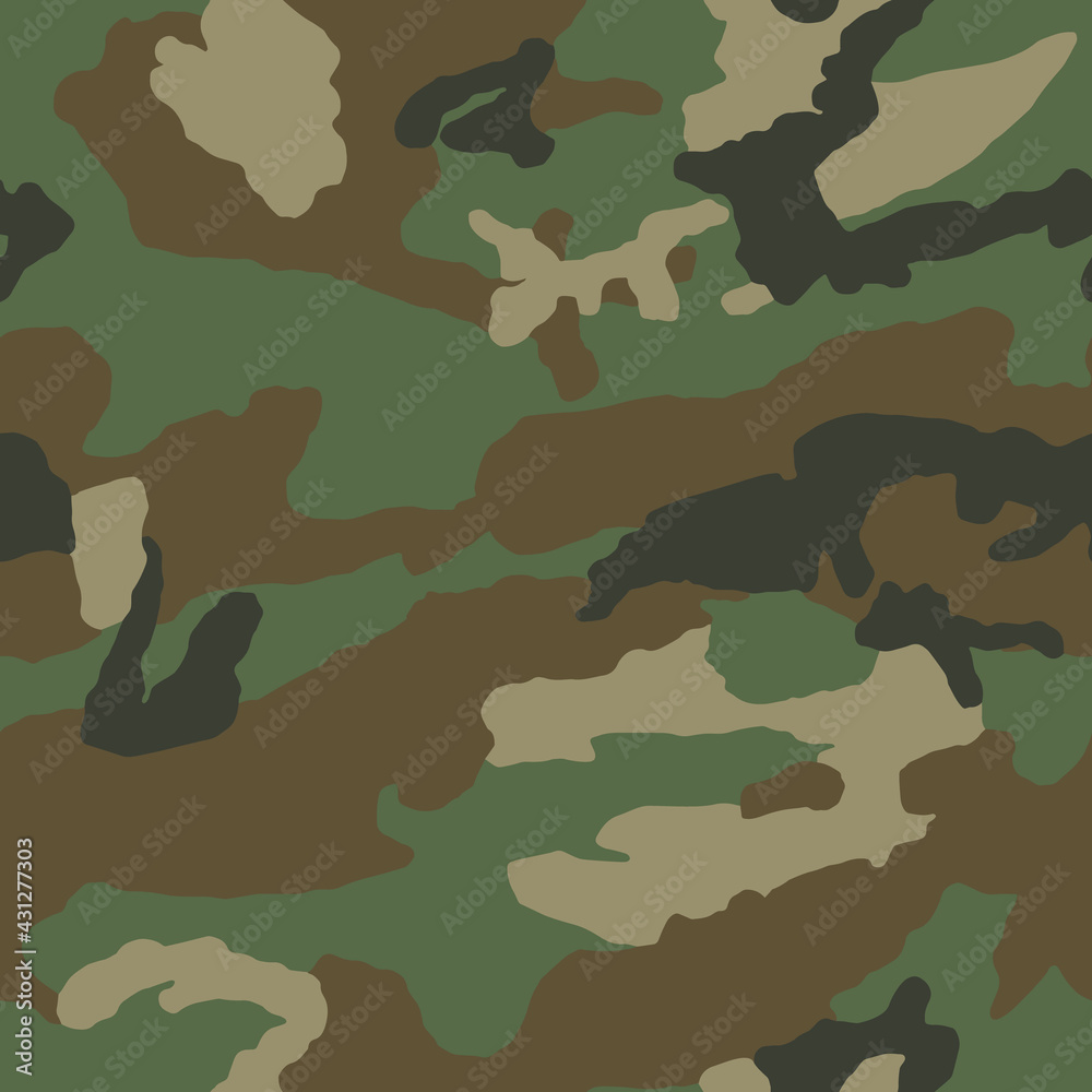 Fototapeta premium Texture military camouflage repeats seamless Vector Pattern For fabric, background, wallpaper and others. Classic clothing print. Abstract monochrome seamless Vector camouflage pattern.