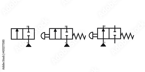 Vector illustration symbol directional pneumatic control valves sets 2-2 way  © Werachat