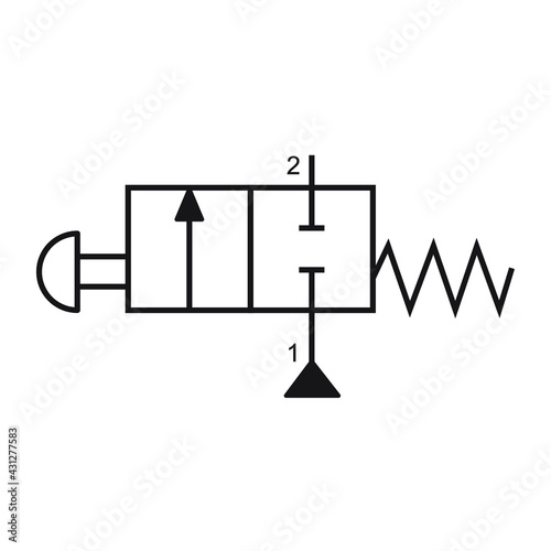 Vector illustration symbol directional pneumatic control valves sets 2-2 way 