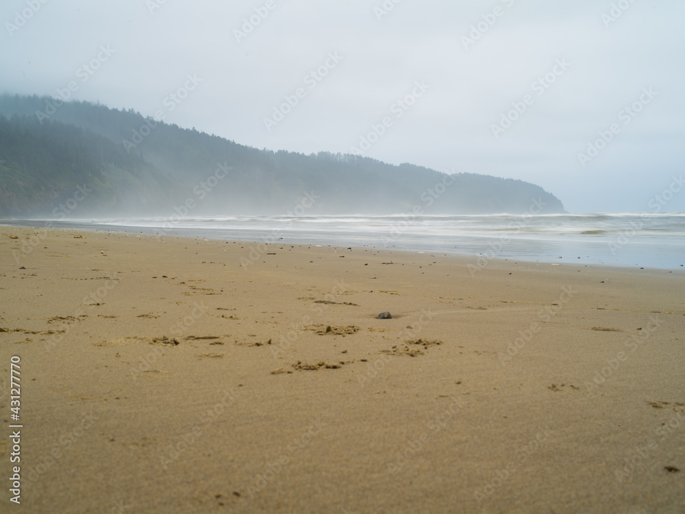 Oregon Coast or Washington State Pacific Ocean Cloudy Landscape