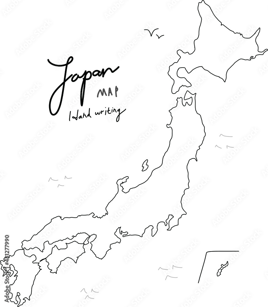 日本地図の手書き線画ベクターイラスト Stock Vector Adobe Stock