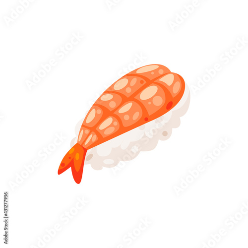 Delicious shrimp sushi illustration vector, Japanese Food illustration isolated on white