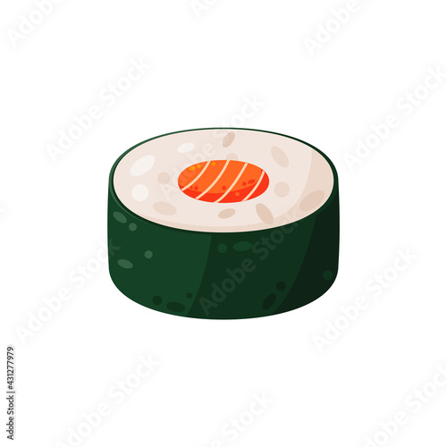 Delicious salmon sushi illustration vector, Japanese food Illustration isolated on white