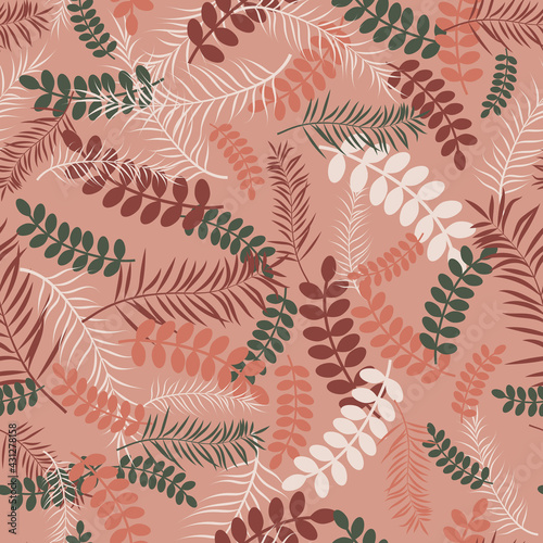 Abstract seamless pattern with color leaves