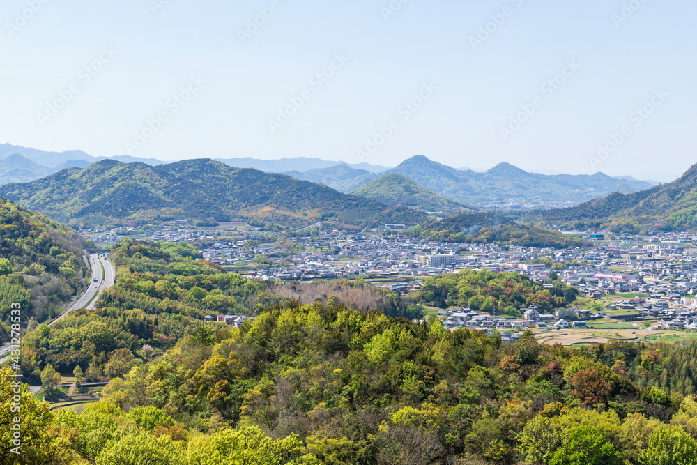 Landscape of countryside and highway  in Takamatsu
 city , Kagawa, Shikoku, Japan