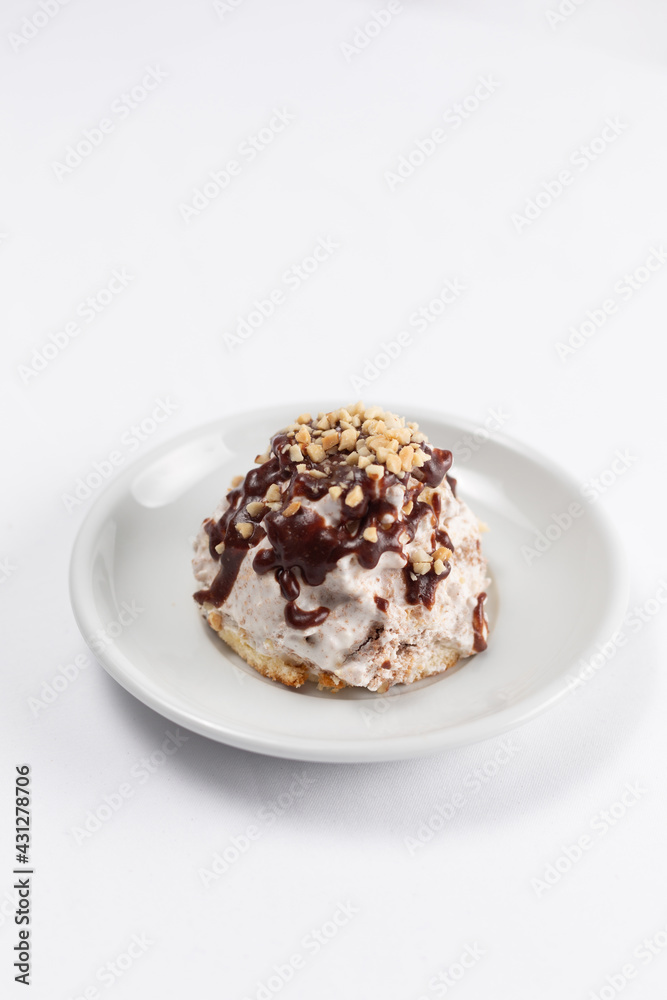 One delicious chocolate brownie on white background One delicious chocolate brownie on white background