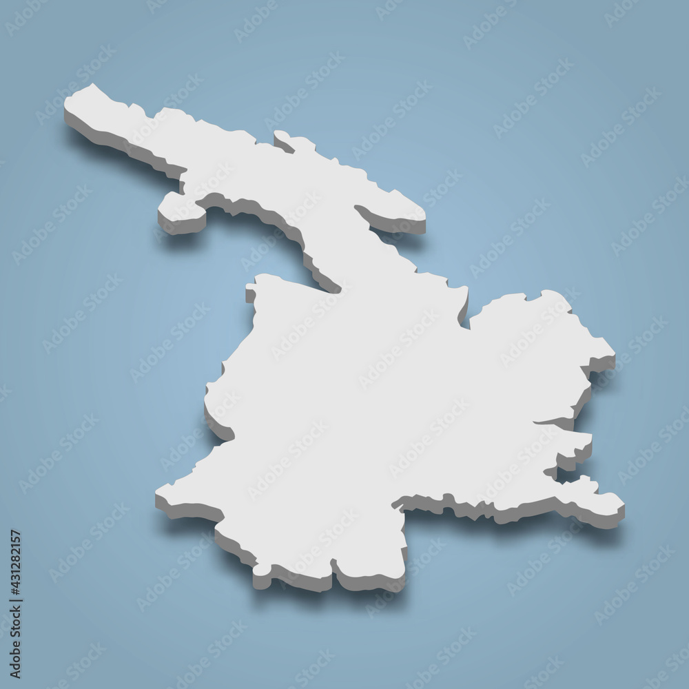 3d isometric map of Kalimnos is an island in Dodecanese archipelago, Greece
