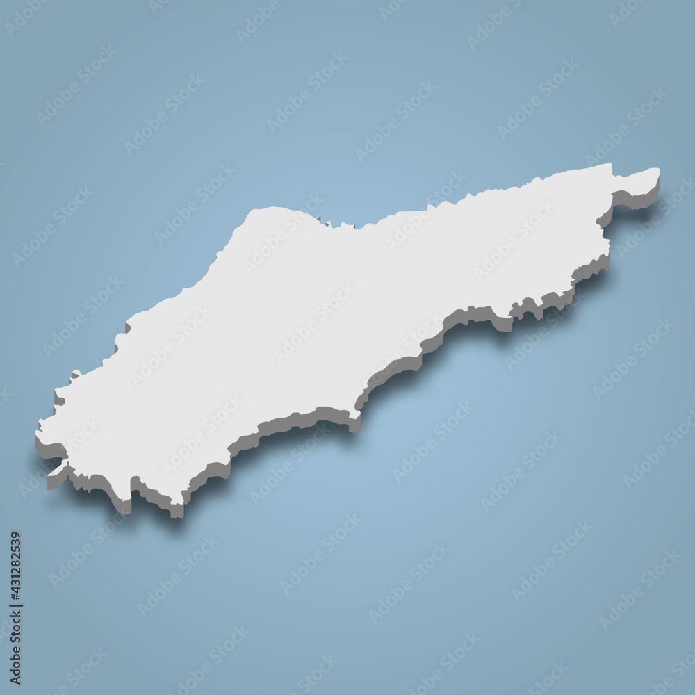 3d isometric map of Kasos is an island in Dodecanese archipelago, Greece
