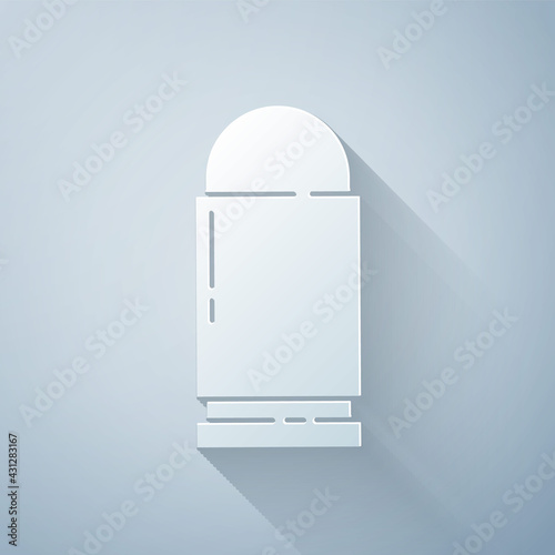 Paper cut Bullet icon isolated on grey background. Paper art style. Vector