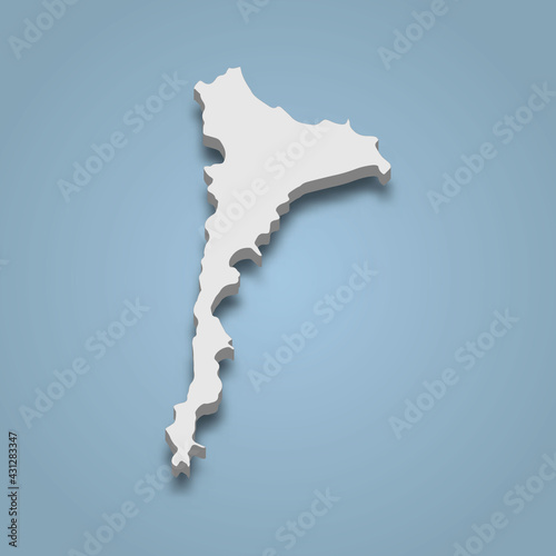 3d isometric map of Ko Samet is an island in Thailand