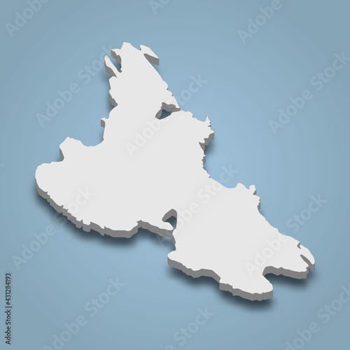 3d isometric map of Krk is an island in Croatia